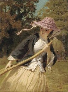 A Haymaker, Raking by George Elgar Hicks