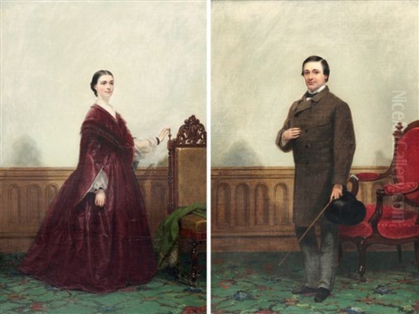 A Country Couple, Pair Of Portraits - view 1