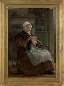 Interior Scene With A Woman Knitting