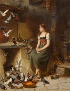 Die Taubenfutterin by Friedrich Hiddemann