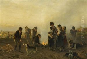 Kinder Am Kartoffelfeuer. Vermutlich Aus Einer Jahreszeitenfolge by Friedrich Hiddemann