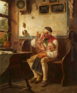 Grandfather And Grandchild by Friedrich Hiddemann