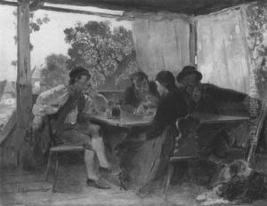 Auf Der Terrasse Eines Dorflichen Wirtshauses by Friedrich Hiddemann
