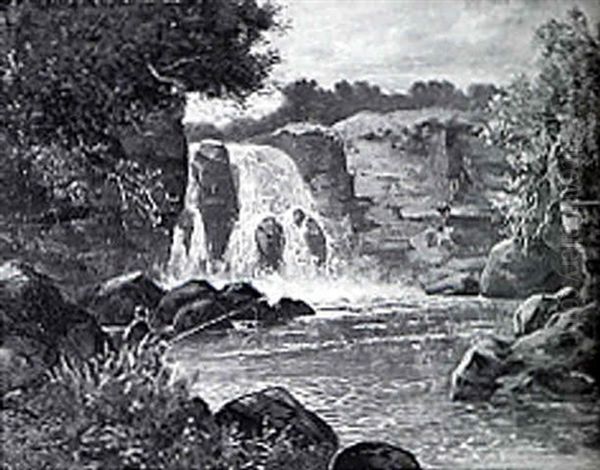 Fishing Near The Waterfall - view 1
