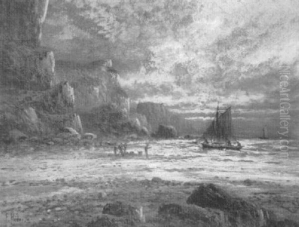 Rocky Shore With Fisherfolk And Boats - view 1