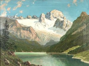 Gebirgssee Mit Aufragendem Gletschermassiv (konigssee Mit Watzmann?) by Franz Hienl-Merre