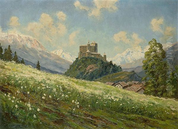 Gebirgslandschaft Mit Burg - view 1