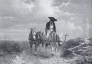 Reiter Mit Zwei Pferden by Ernst W. Hieronymi