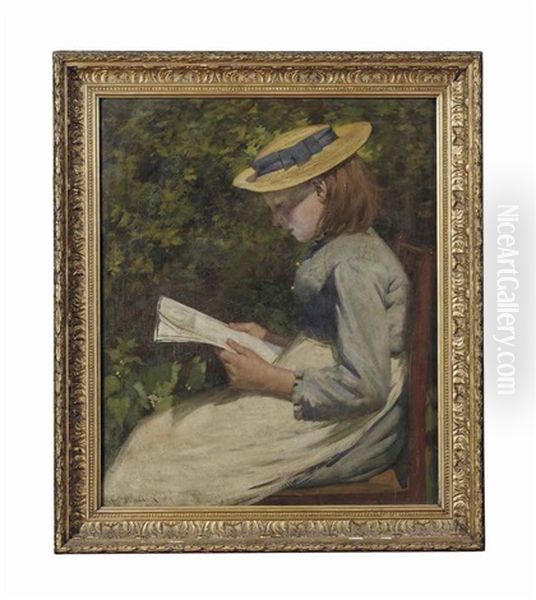 Jeune Fille Au Chapeau De Paille Lisant - view 1