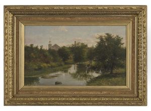 River Landscape With A View Of A Church Steeple