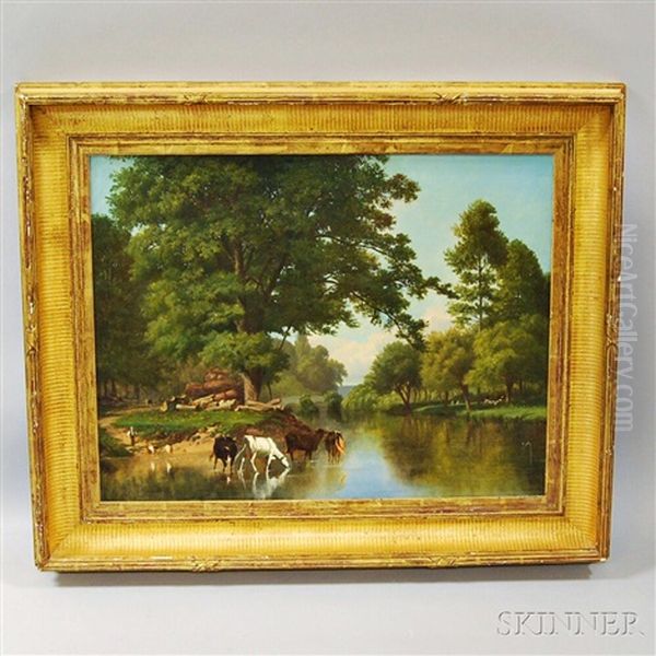 River Scene With Cows - view 1