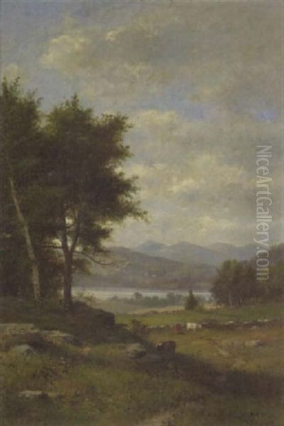 A Pastoral Landscape With Cattle Grazing And A River Beyond - view 1