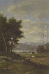 A Pastoral Landscape With Cattle Grazing And A River Beyond