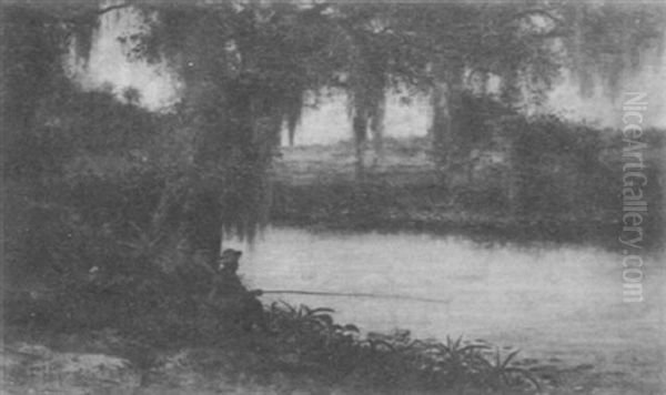 Black Man Fishing At The River - view 1