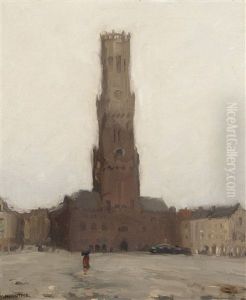 The Belfry And The Market-place, Bruges by Victor, William Higgins