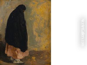 Standing Indian Woman With Black Shawl by Victor, William Higgins