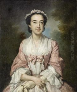 Portrait Of A Lady, Half-length, In A White Dress And Pink Shawl Portrait Of A Lady, Half-length, In A White Dress And Pink Shawl