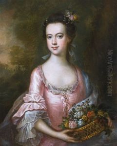 Portrait Of Rachel Busk, Later Mrs Richard Milnes (d. 1835), Half-length, Wearing A Pink Dress And Holding Flowers