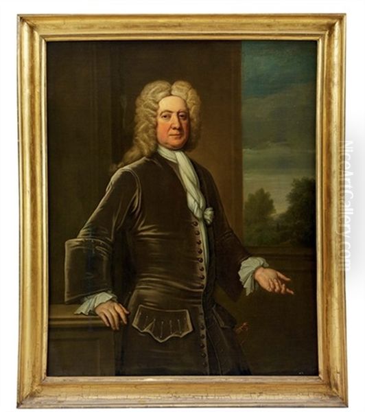 Portrait Of William, 4th Baron Widdrington, In A Grey Velvet Coat, At A Casement, A View To A Landscape Beyond - view 1