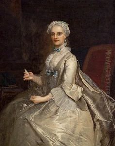A Portrait Of A Lady, Seated, Holding A Spool Of Yarn by Joseph Highmore