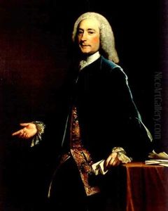 Gentleman In Blue Velvet Waistcoat And Brocade Vest Holding A Letter