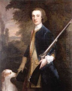 Portrait Of A Gentleman In A Blue Coat, Holding A Gun With A Hound At His Side (a Member Of The Waddington Family?) Portrait Of A Gentleman In A Blue Coat, Holding A Gun With A Hound At His Side (a Member Of The Waddington Family?)