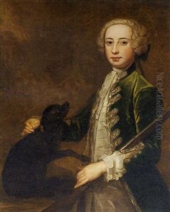 Portrait Of A Young Gentleman In A Green Coat, Holding A Gun, With A Spaniel Portrait Of A Young Gentleman In A Green Coat, Holding A Gun, With A Spaniel