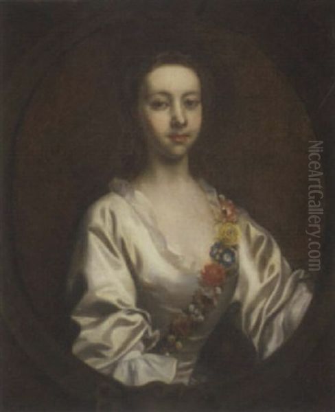 Portrait Of Lucia Blithe In A White Dress And Flower Garland - view 1