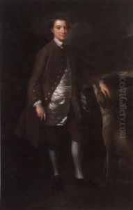 Portrait Of A Young Man In A Brown Coat And White Satin Waistcoat, In A Landscape, A Lurcher At His Side Portrait Of A Young Man In A Brown Coat And White Satin Waistcoat, In A Landscape, A Lurcher At His Side