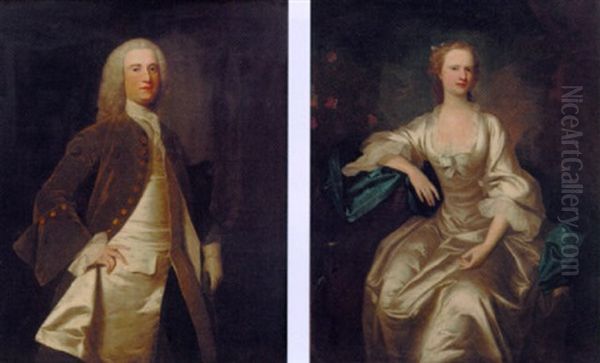 Portrait Or A Gentleman In A Green Coat And Silk Waistcoat By A Column - view 1