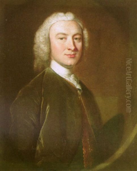 Portrait Of A Gentleman Wearing A Green Coat - view 1