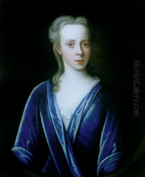 A Portrait Of A Lady In A Blue Dress - view 1