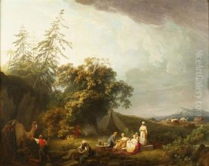 La Halte Des Princesses Orientales by Jean-Baptiste Hilaire