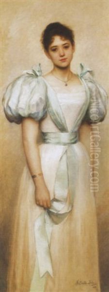 Leany Zold Szalagos Ruhaban (girl In A Dress With Green Ribbon) - view 1