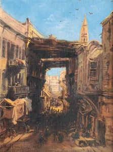 Bazaar In Cairo by Eduard Hildebrandt