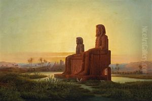 Morgenstimmung An Den Memnon Kolossen Bei Theben by Eduard Hildebrandt