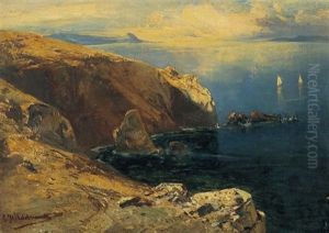 Blick Von Capri Uber Das Tyrrhenische Meer by Eduard Hildebrandt