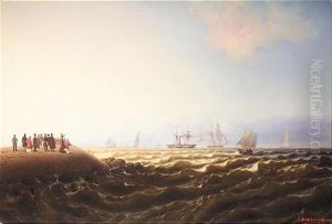 Tsar Nicholas I Leaving Swinemunde Harbour For Stockholm On Board The Paddle Steamer "hercules" In June 1838