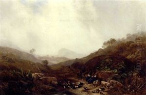 A Brazilian Slave Girl Minding Ducks By A Pond In The Hills Above The Rio De Janeiro