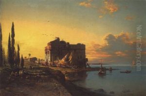 Das Marmarameer Bei Sonnenuntergang by Eduard Hildebrandt