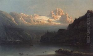Der Gosausee Mit Dachstein In Abendstimmung by Eduard Hildebrandt