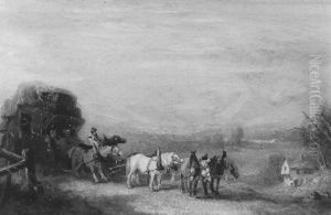 Gebirgslandschaft Mit Postkutsche by Eduard Hildebrandt