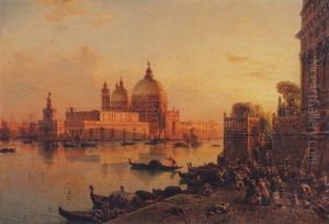 Blick Auf Santa Maria Della Salute In Venedig by Eduard Hildebrandt