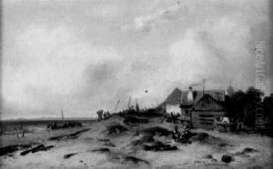 Fischerhutten Auf Hela by Eduard Hildebrandt
