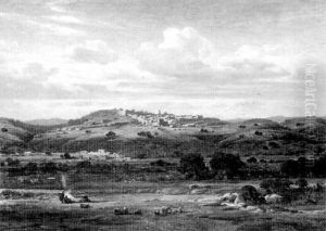 View Of A Town In The Middle East by Eduard Hildebrandt