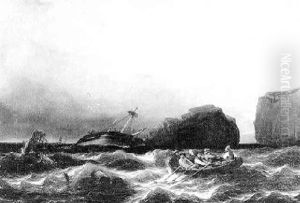 Schiff In Not by Eduard Hildebrandt