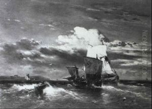 Segelboote Vor Der Kuste by Eduard Hildebrandt