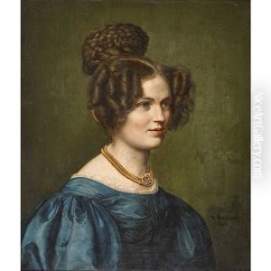 Brustportrat Von Johanna Wieland Mit Goldcollier Und Amulett by Ferdinand Theodor Hildebrandt