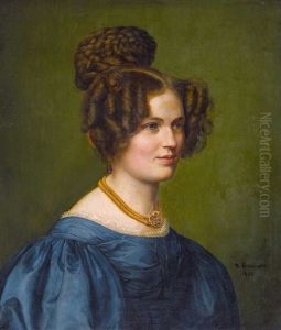 Portrat Der Johanna Wieland Mit Goldener Medaillonkette by Ferdinand Theodor Hildebrandt