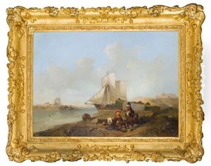 Fischerkinder Am Strand by Friedrich Fritz Hildebrandt